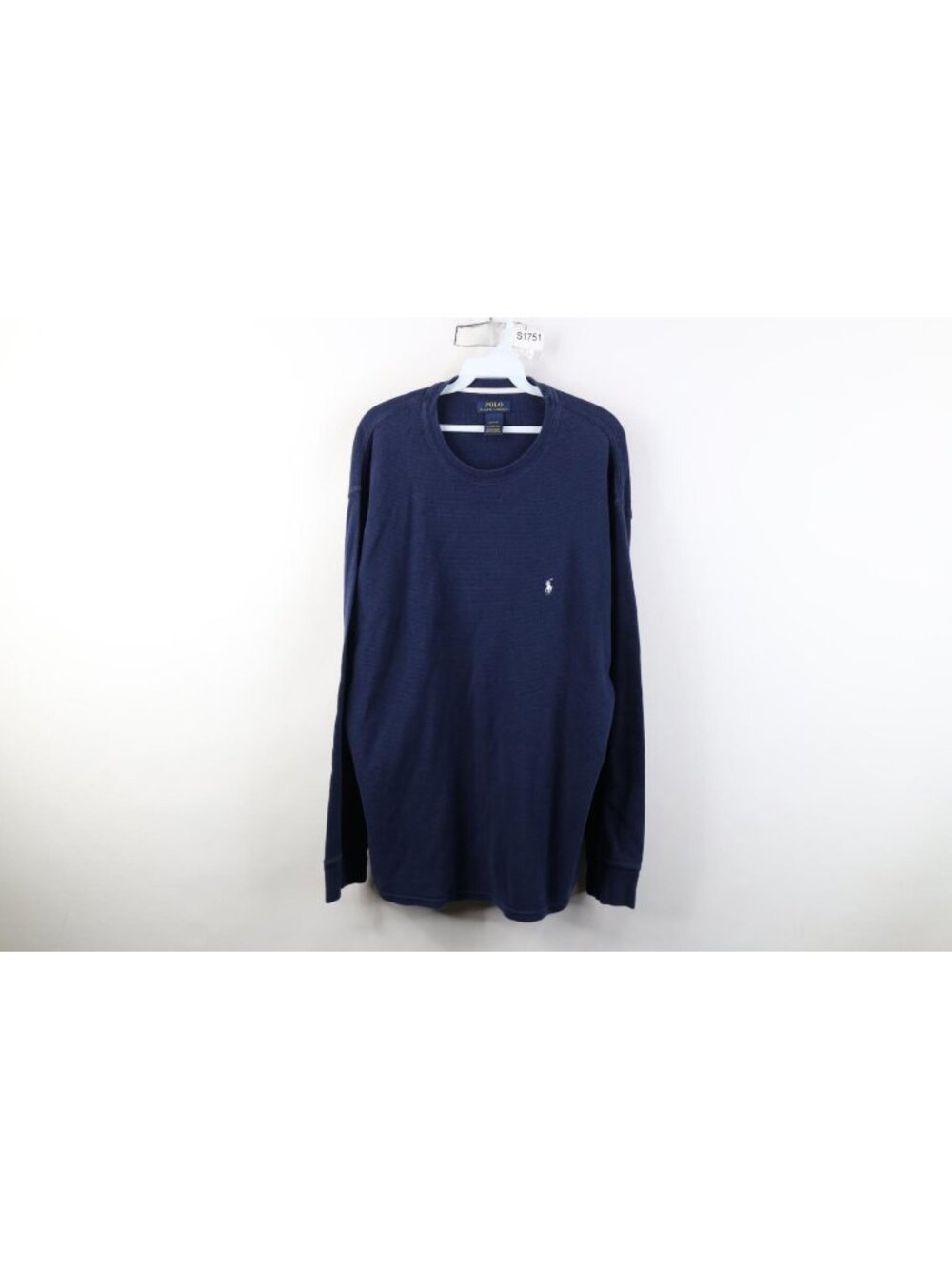 Vintage Y2K Ralph Lauren Mens 2XL Thermal Waffle Knit Long Sleeve T-Shirt Blue